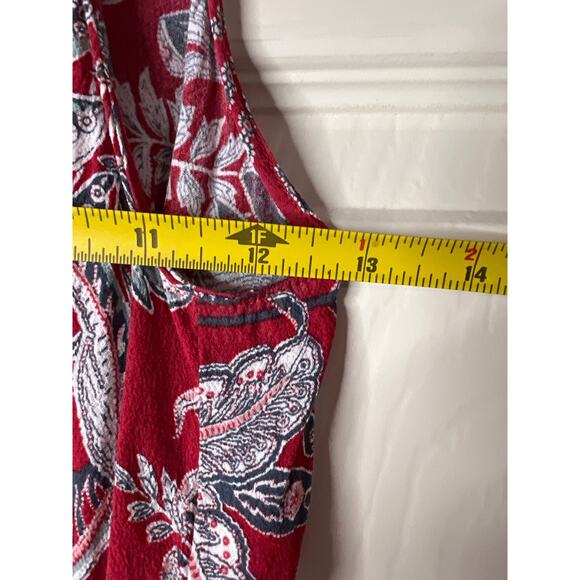 LOFT Outlet Swing Dress Red Tropical Floral Print Halter Sleeveless Size XXSP - Picture 5 of 6